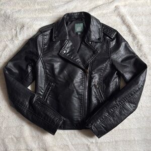 Wild Fable Women's Faux Leather Moto Jacket in Black Size XS Classic Motorcycle